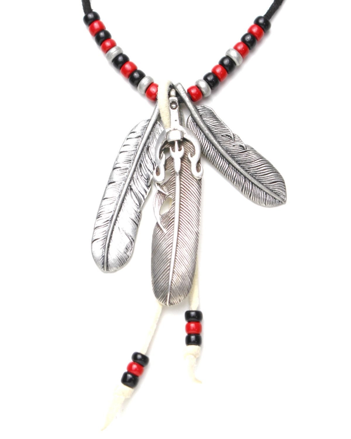 Vintage 2000S JAPANESE MADE SILVER & STEEL FEATHERS BEADED NECKLACE Size ONE SIZE - 5 Thumbnail