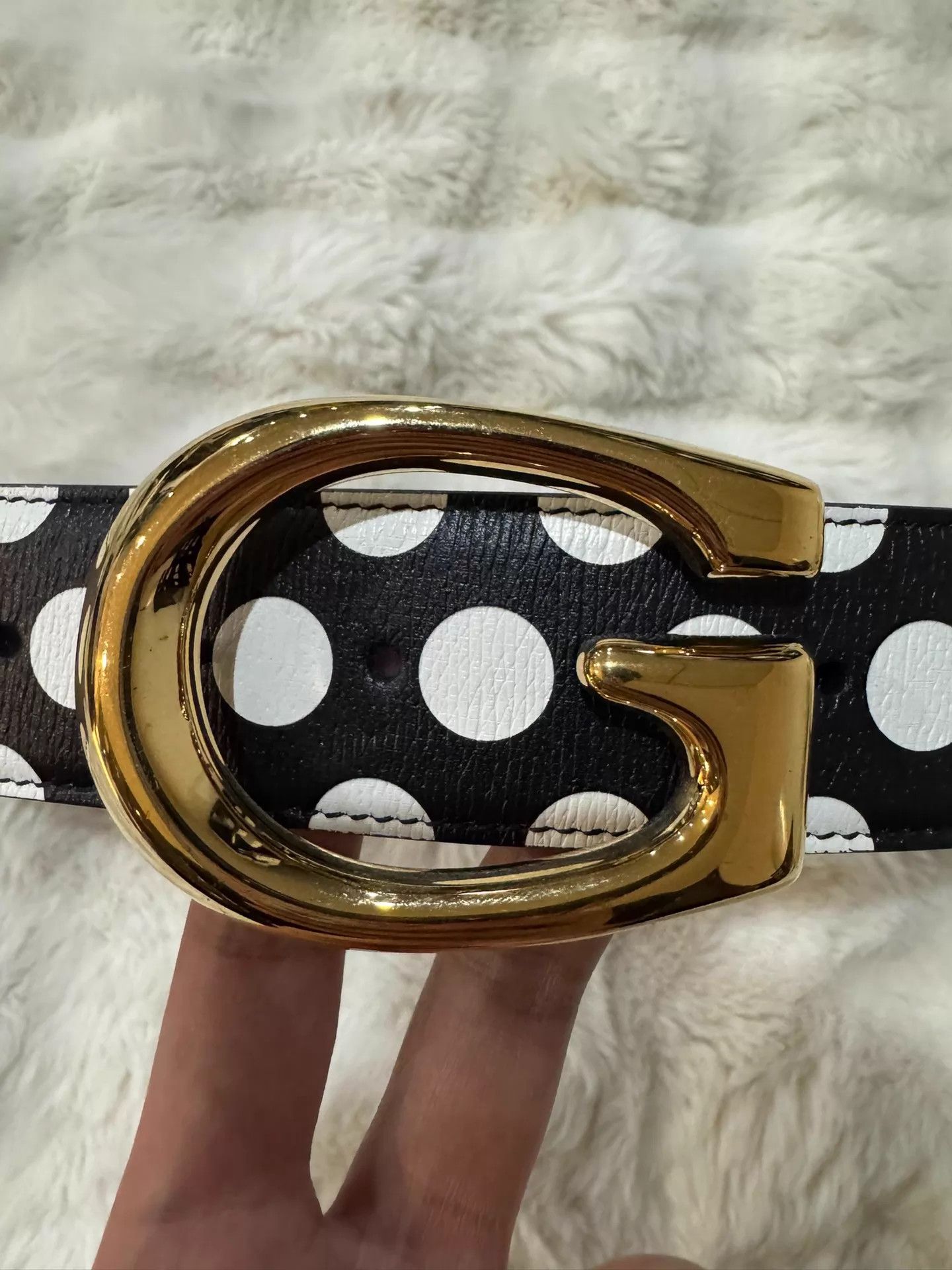 Gucci Gucci GG Buckle Black White Polka Dot Belt 85 NWT Size ONE SIZE - 3 Thumbnail
