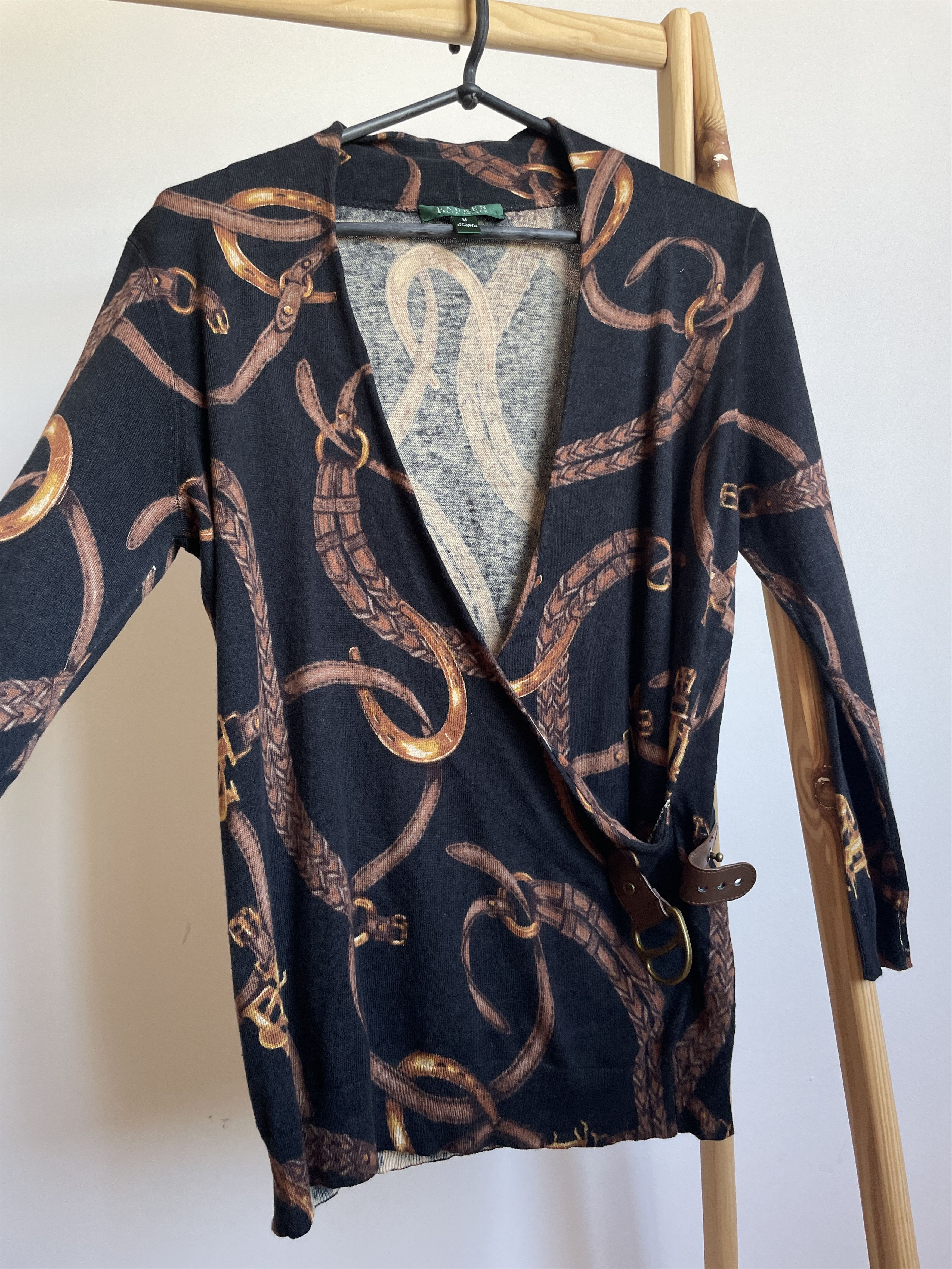 Lauren Ralph Lauren Lauren RL Womens Wrap Equestrian Bridle Print Sweater Size M / US 6-8 / IT 42-44 - 3 Thumbnail