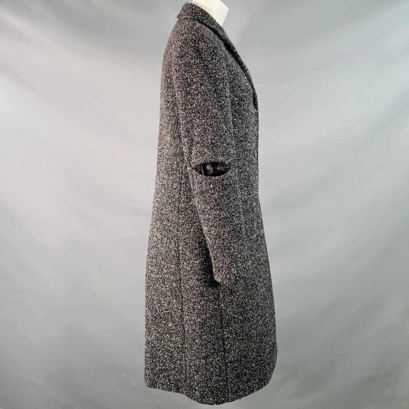 Michael Kors Size 4 Grey Black Silver Wool Blend Tweed Cutouts Coat Size S / US 4 / IT 40 - 2 Thumbnail
