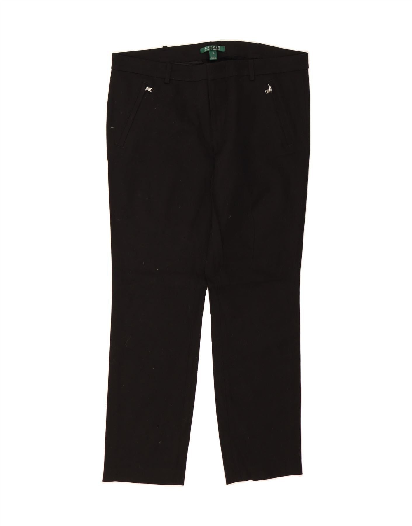 Ralph Lauren Womens Slim Casual Trousers US 12 Large W34 L30 Black Cotton Size 30" / US 8 / IT 44 - 1 Thumbnail