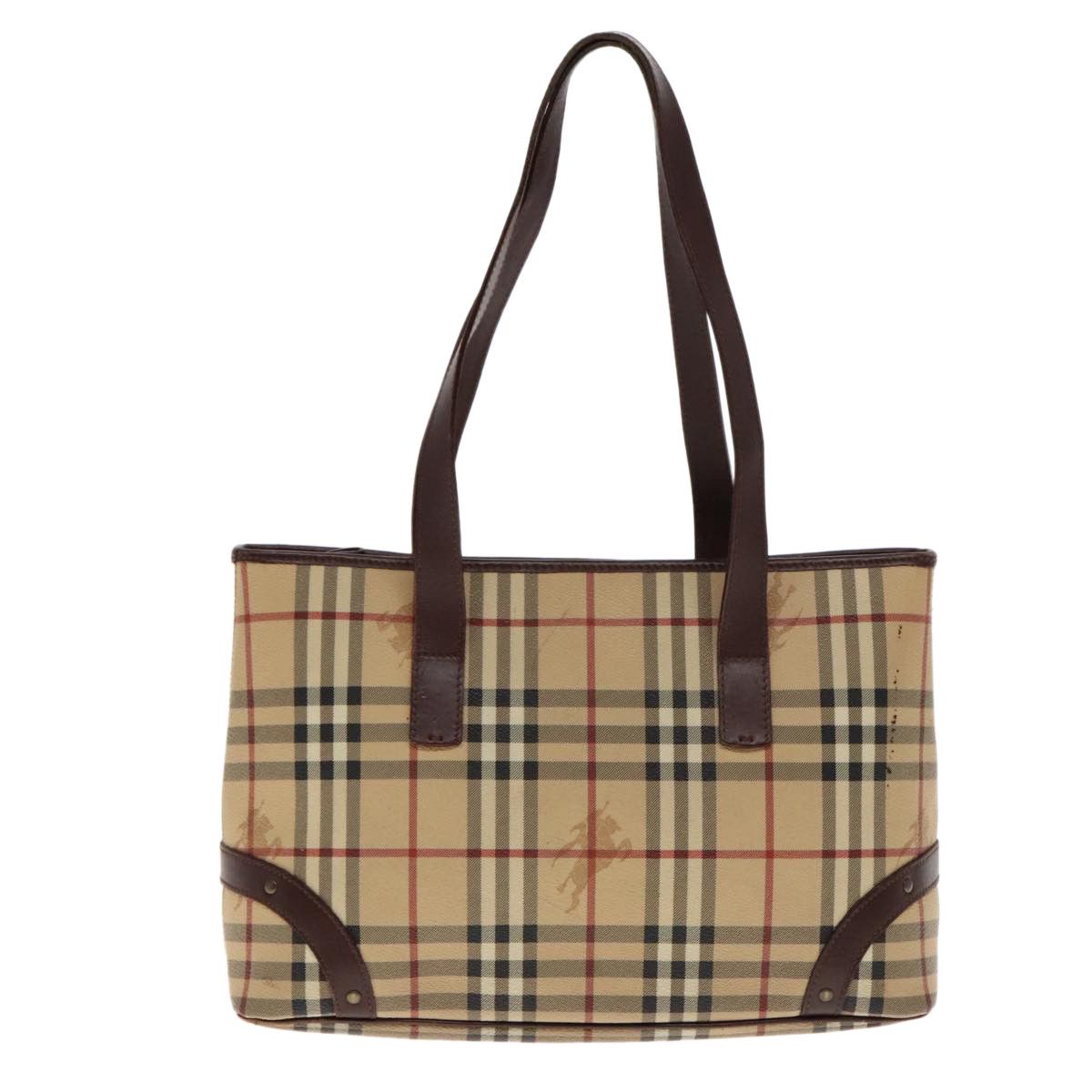 Nova Check Beige Canvas Tote Bag (Pre-Owned)