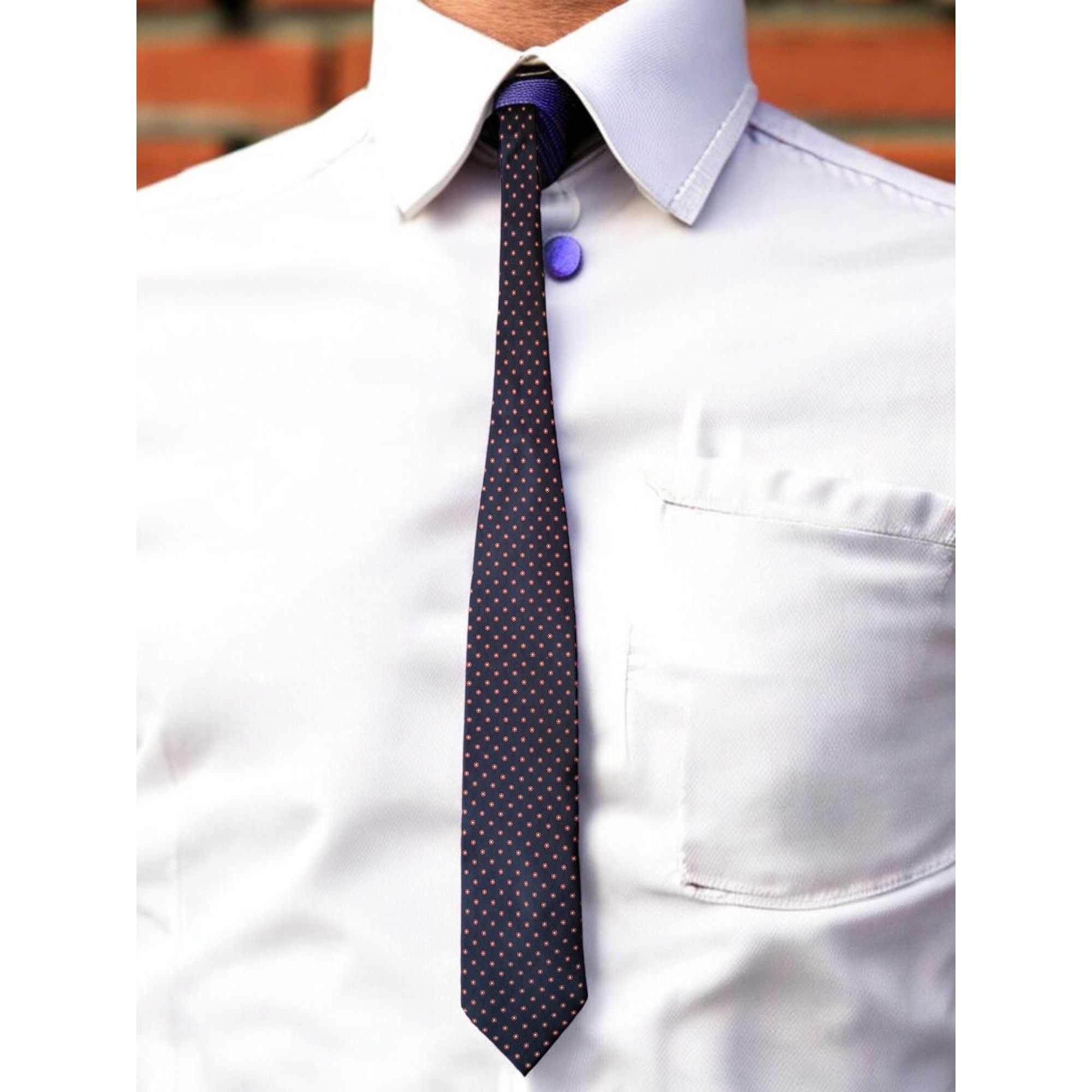 Other Antiche Seterie Fiorentine Blue Patterned 100% Silk Tie Made Size ONE SIZE - 1 Thumbnail