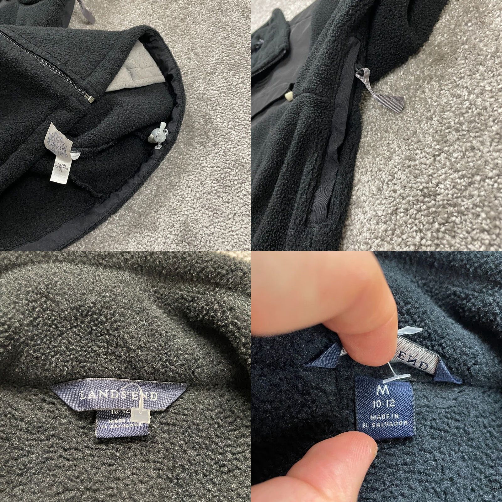 Lands' End Lands' End Fleece Jacket Womens M Black Full Zip Pockets High Neck Outdoor Jacket Size M / US 6-8 / IT 42-44 - 8 Thumbnail