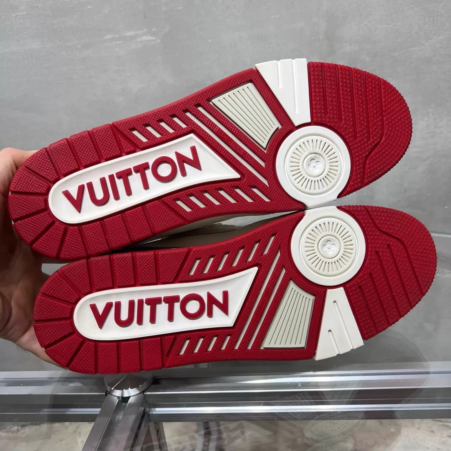 Louis Vuitton LV Trainer White Red Cement UK9 New Boxed YH27713 Size US 10 / EU 43 - 7 Thumbnail