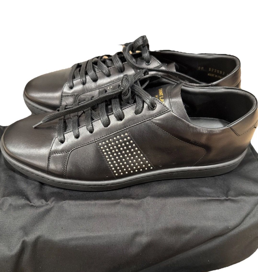 Saint Laurent YSL Leather Studded Accents Sneakers
