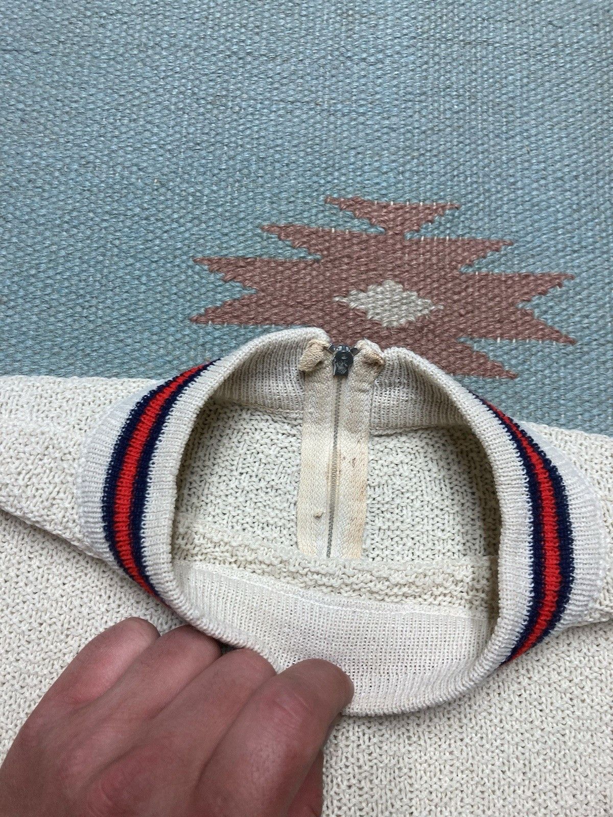 Vintage Vintage 60s 70s t shirt jacquard knit striped women’s large Size L / US 10 / IT 46 - 4 Thumbnail