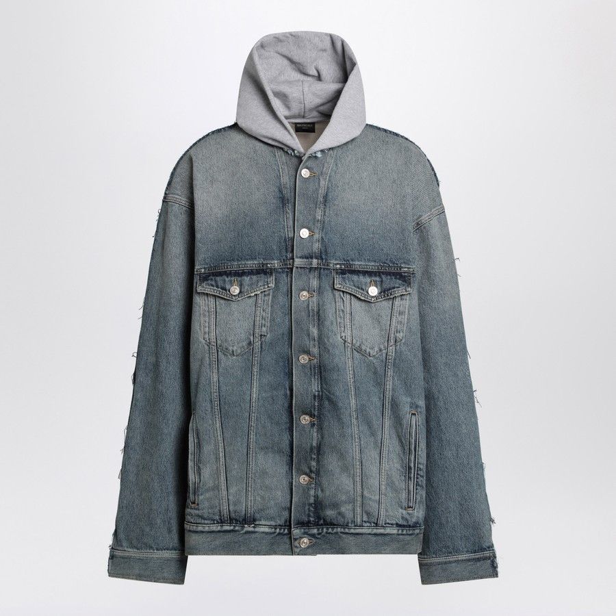 Balenciaga o1d2blof0226 Cotton Logo Jacket in Blue Size US XL / EU 56 / 4 - 1 Thumbnail