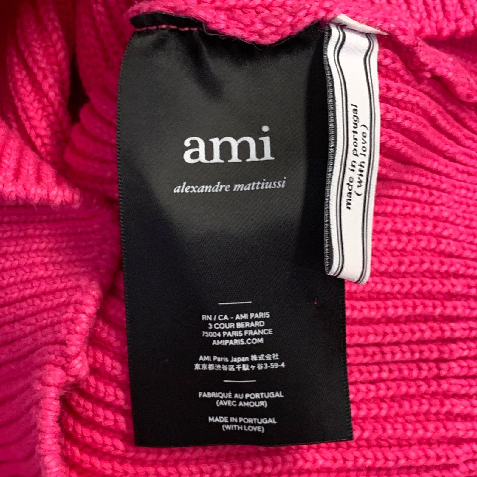 AMI Size S Fuchsia Pink Rib Knit Cotton Blend Crew Neck Sweater Size US S / EU 44-46 / 1 - 7 Thumbnail