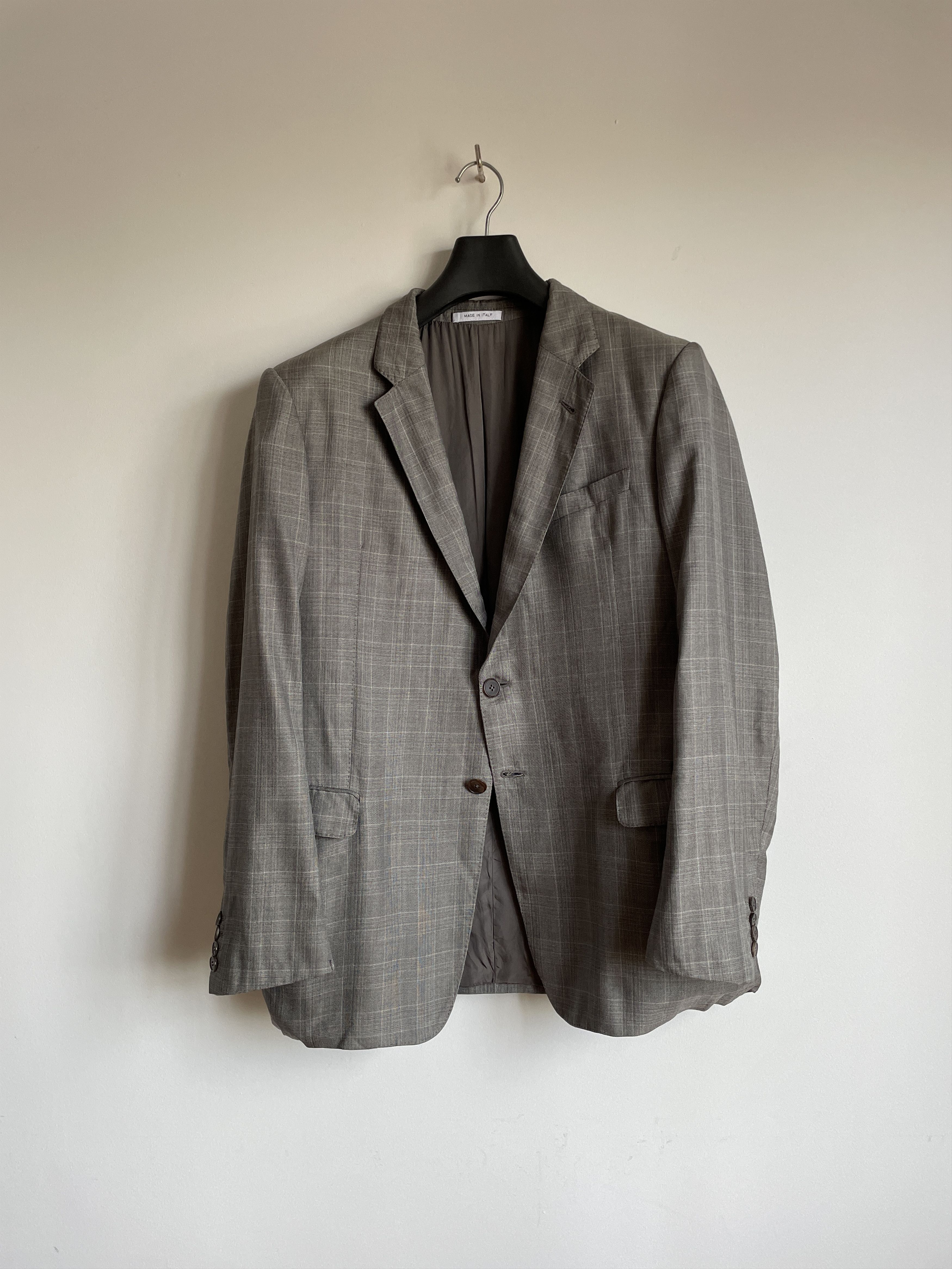 Armani Collezioni Sartorial Wool Silk Plaid Blazer