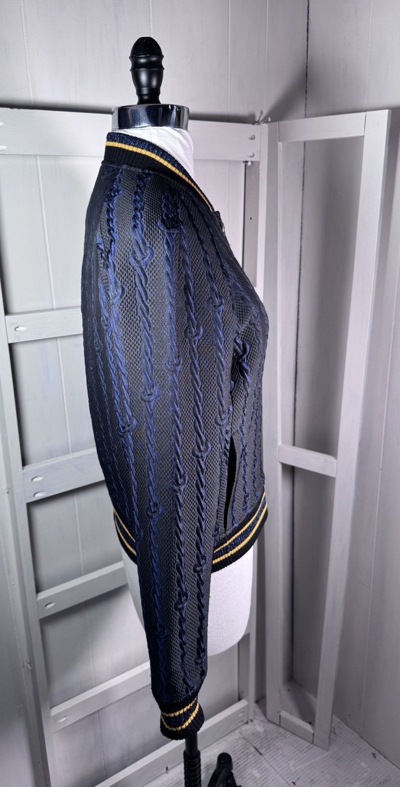 3.1 Phillip Lim VARSITY BOMBER Brocade Cable Print Black/Blue/Gold Size. Size XS / US 0-2 / IT 36-38 - 10 Thumbnail
