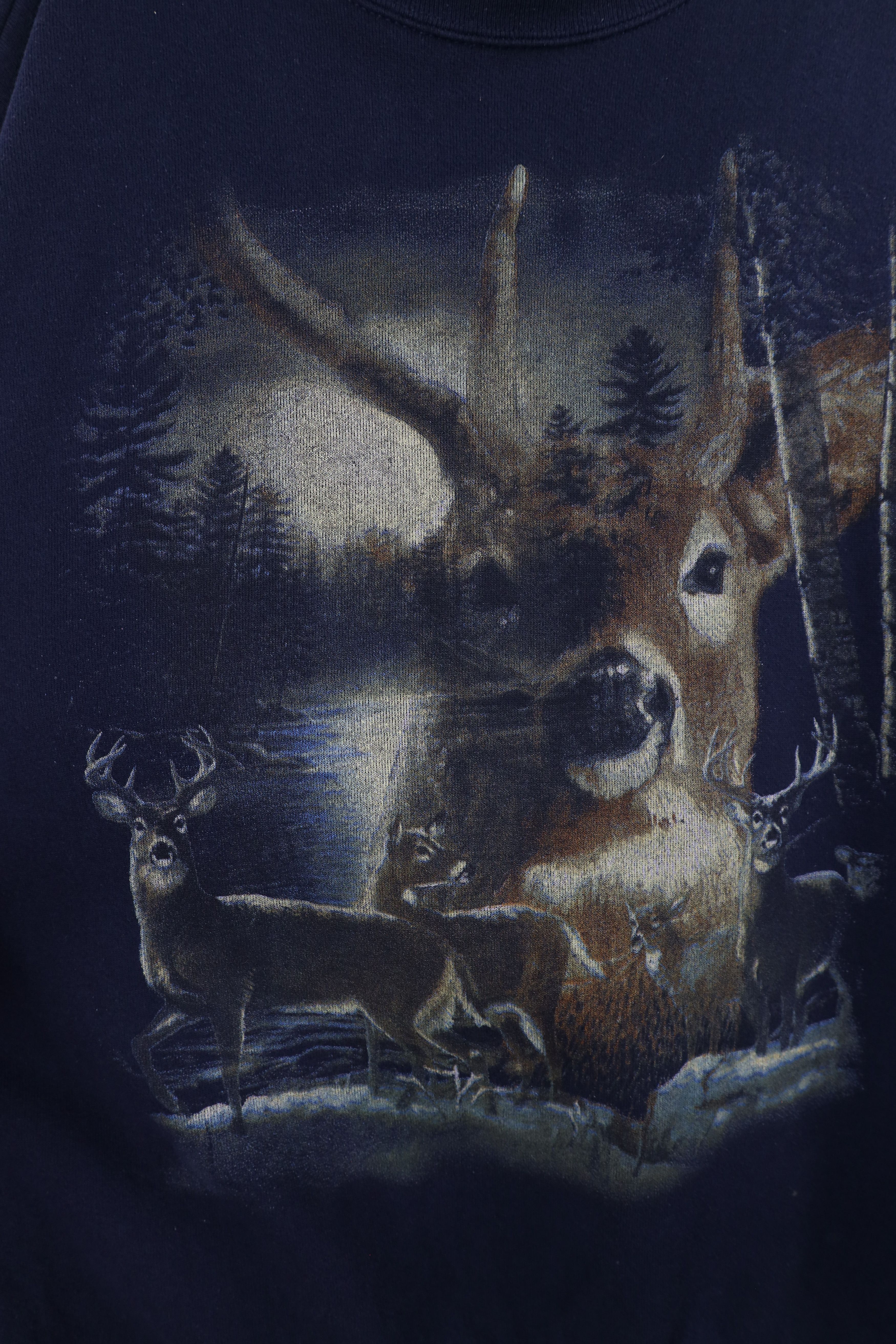 Vintage Vintage 90s Streetwear Nature Deer Buck Sweatshirt Blue Size US XXL / EU 58 / 5 - 4 Thumbnail