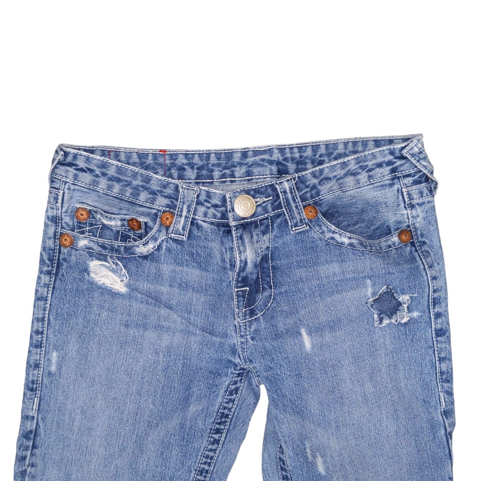 True Religion True Religion Bobby big T Blue Embroider Jeans Sz 28 . Size 28" / US 6 / IT 42 - 2 Thumbnail