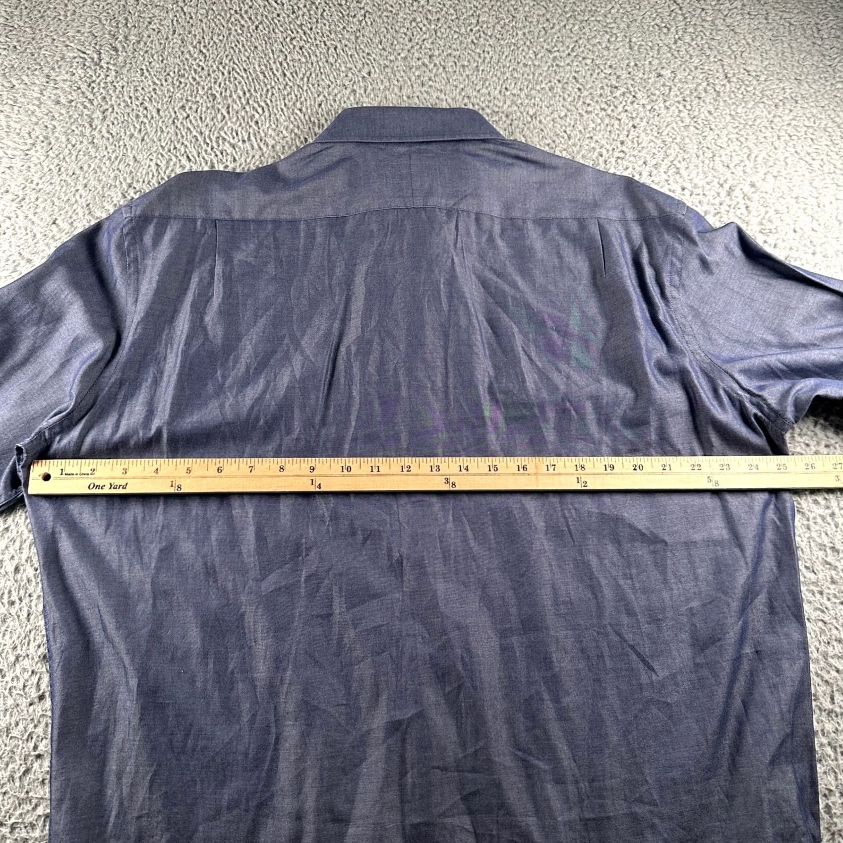 Todd Snyder Todd Snyder Dress Shirt Mens 17.5 34/35 Long Sleeve Navy Chambray Button-Down Size 48R - 7 Thumbnail
