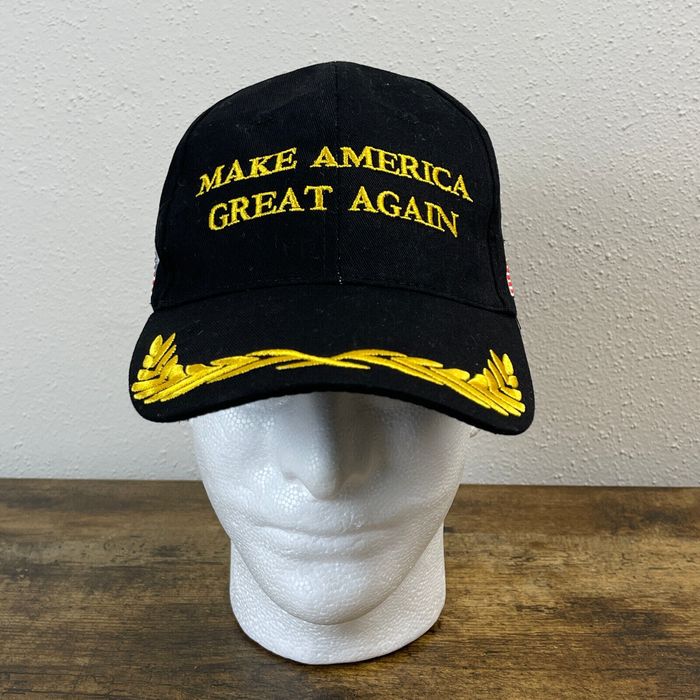 Greats Trump Make America Great Again Black Trucker Hat Cap Gold ...