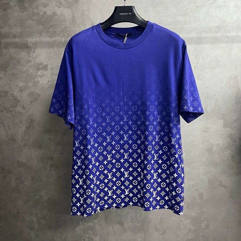 Louis Vuitton Blue logo gradient round neck short sleeve Ne