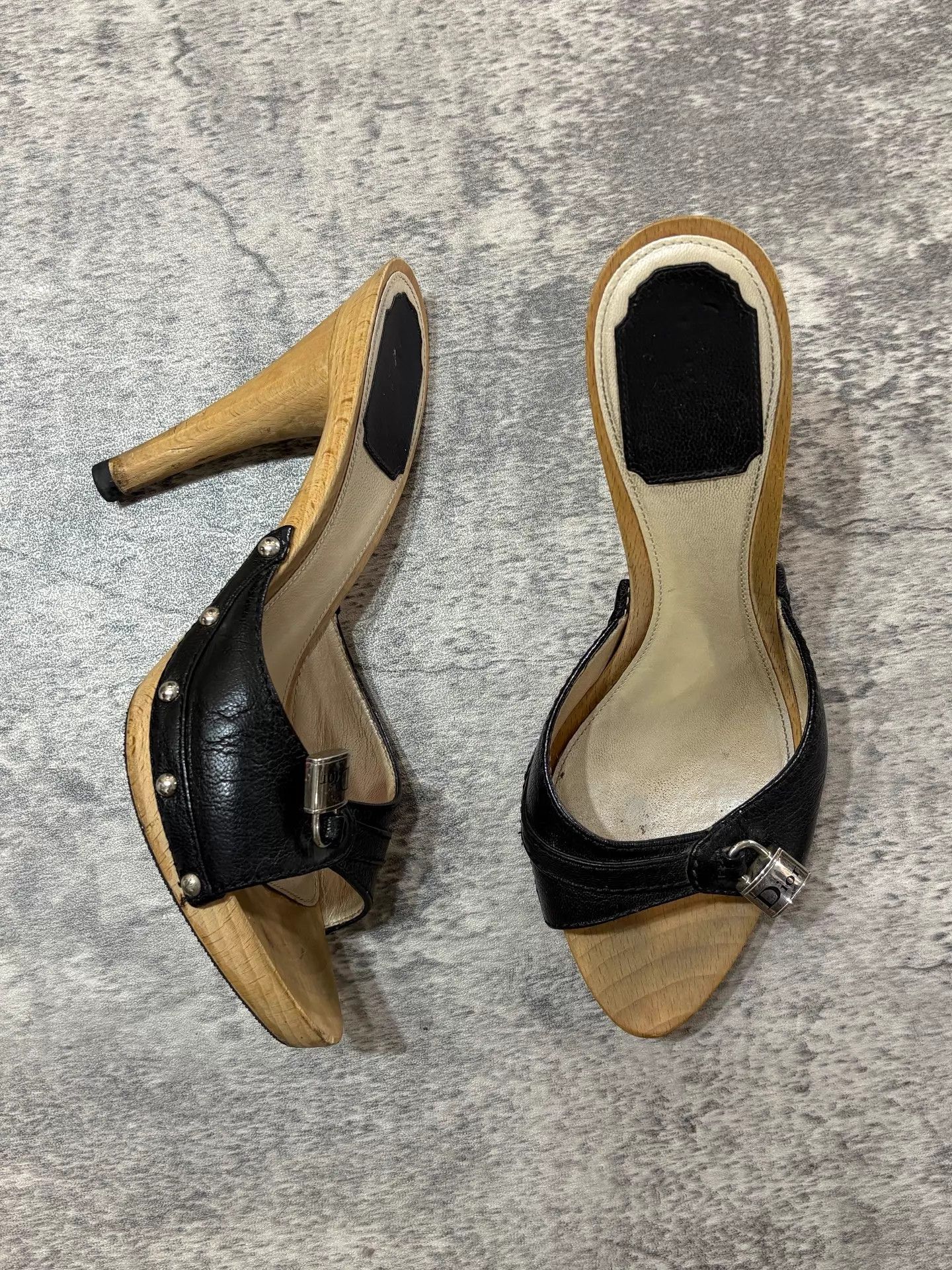 Dior Dior Vintage Lock Rivet Cowhide Clog Peep Toe Sandal 38 Size US 7.5 / IT 37.5 - 1 Thumbnail