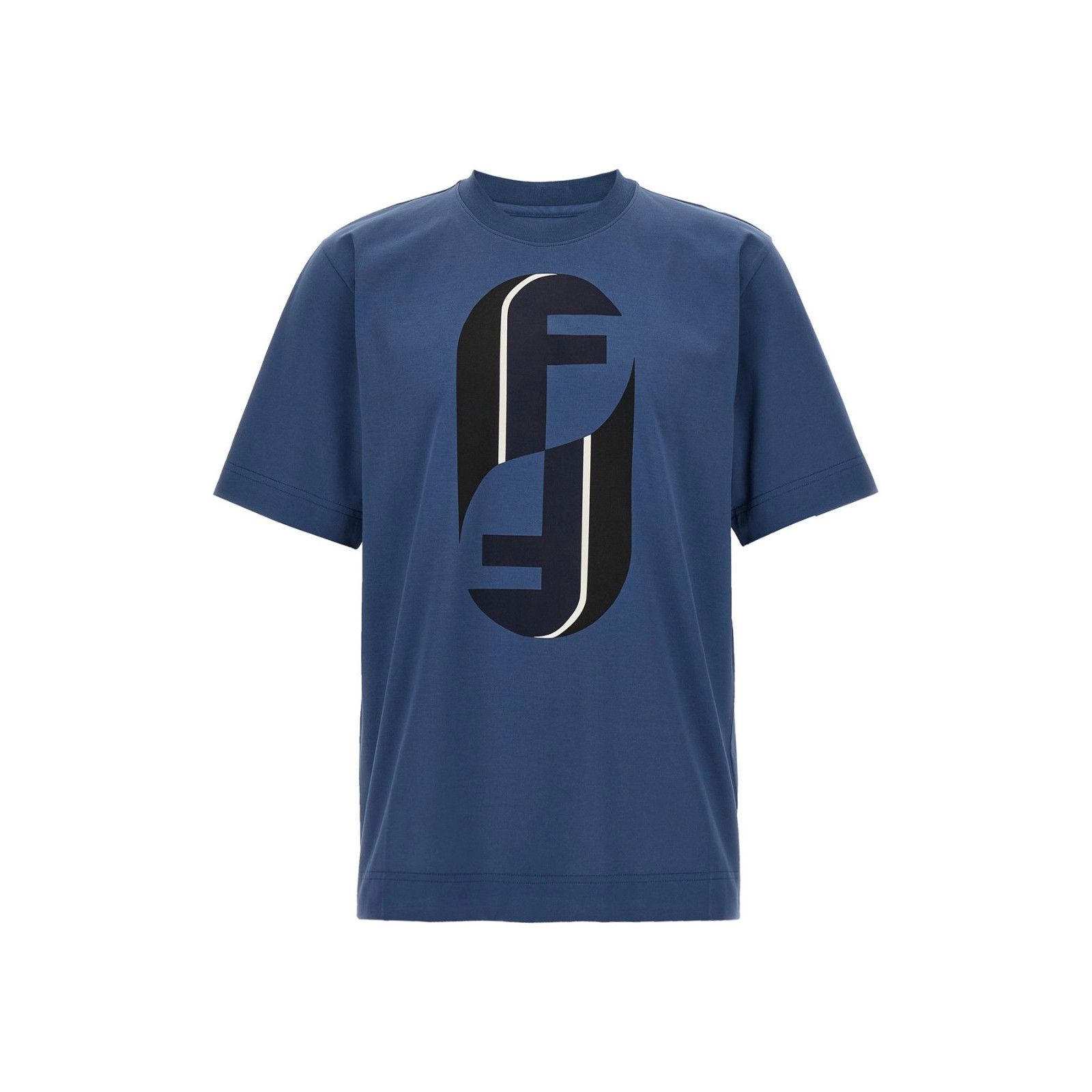 FENDI $930 Blue Cotton T-shirt New & Authentic (Men's size:L