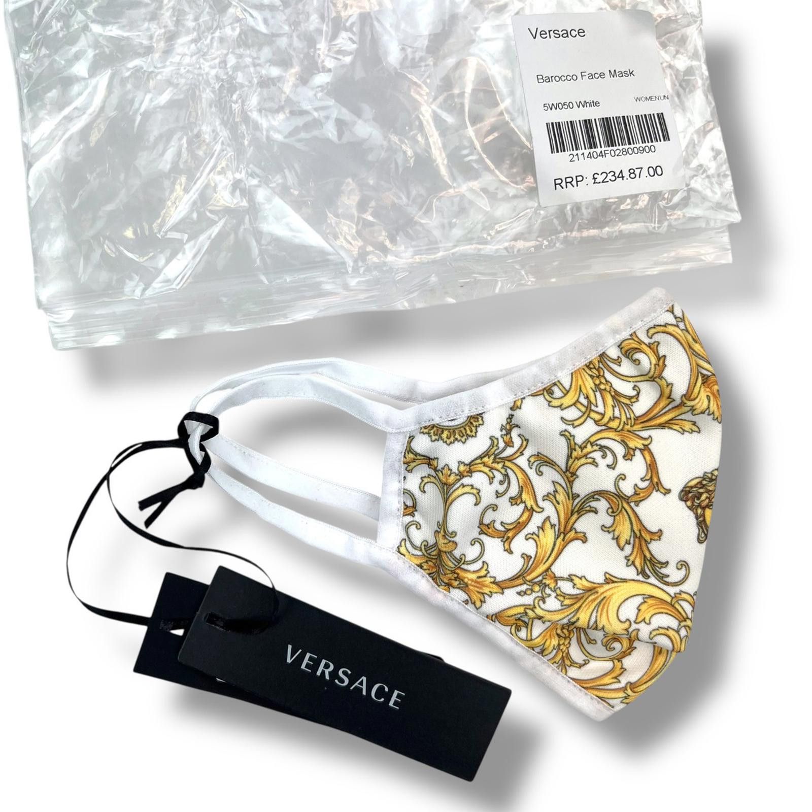 Versace Versace Barocco Face Mask White Gold Size ONE SIZE - 2 Thumbnail