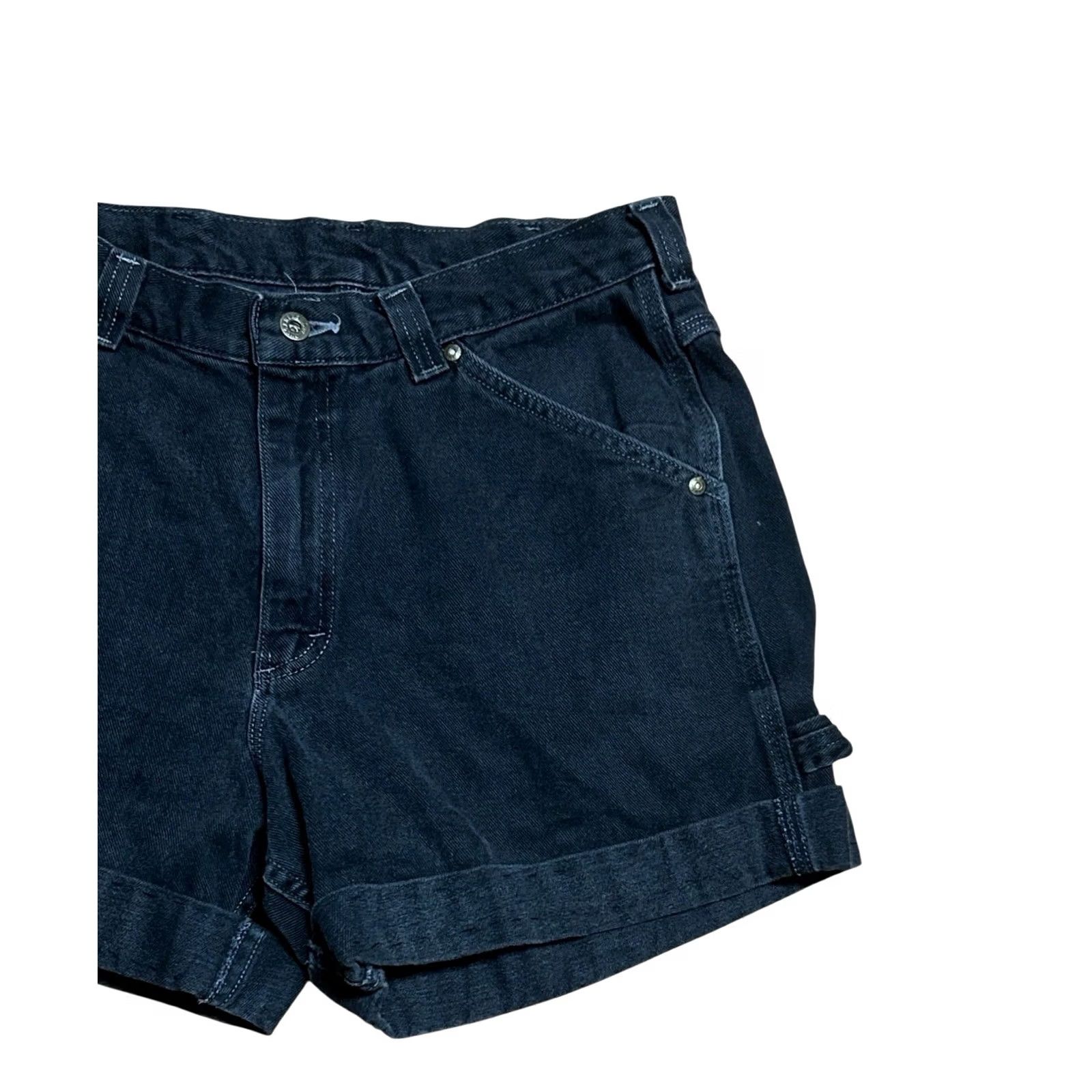 Lee Lee Dungarees Women's Vintage Black Carpenter Cargo Short Size 34 Y2K Jeans Size 25" / US 0 / IT 36 - 4 Thumbnail