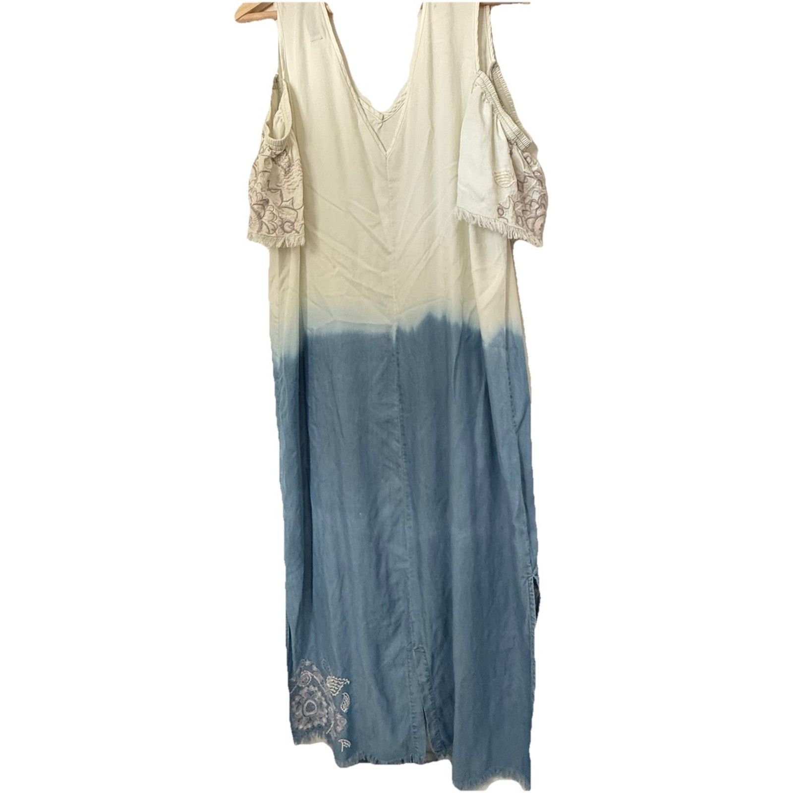 Other Billy T Chambray Dress Ombre Embroidered Boho Coastal Beach Size M / US 6-8 / IT 42-44 - 2 Thumbnail