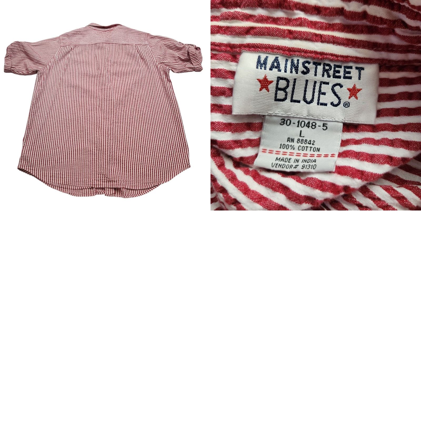 Vintage VINTAGE Mainstreet Blues Shirt Womens L Red Seersucker Candy Stripe Front Pocket Size L / US 10 / IT 46 - 8 Thumbnail
