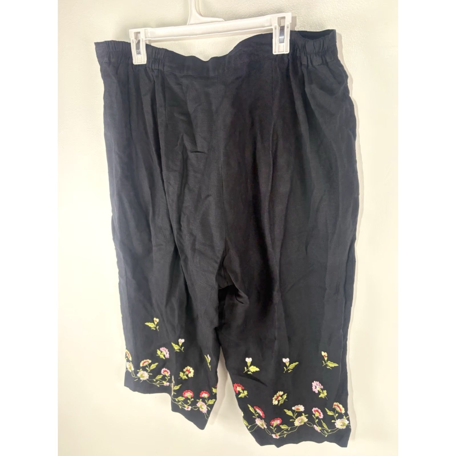 Vintage VINTAGE Larry Levine Womens Pants Plus 24W Cropped Wide-Leg Linen Blend Embroidered Bohemian City Style Size 42" / US 20 - 5 Thumbnail