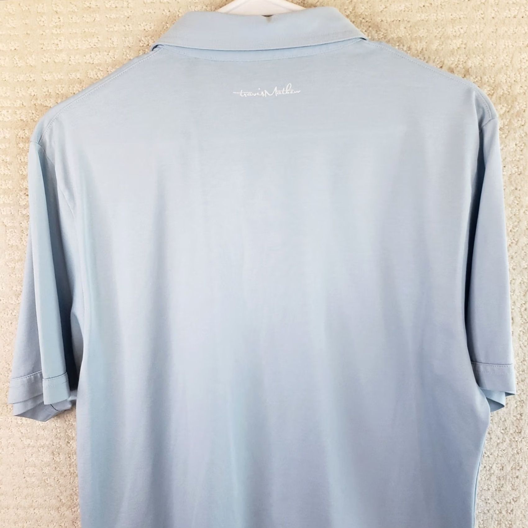 TravisMathew Travis Mathew Mens M Polo Shirt Short Sleeve Collared Logo Pima Cotton Poly Blue Black Shirt Mens M Polo Shirt Size US M / EU 48-50 / 2 - 7 Thumbnail