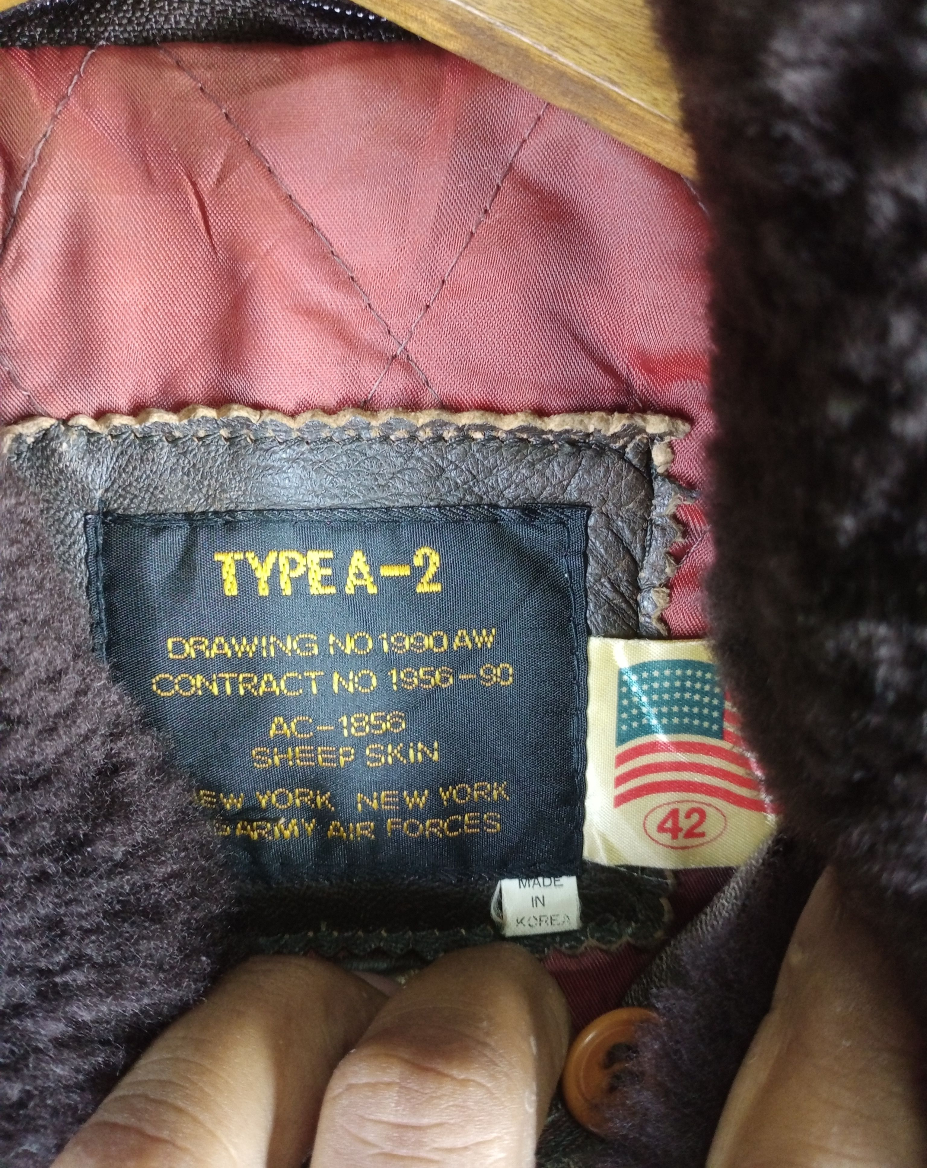 Other 1990 Type A-2 US Army Air Forces Sheepskin Leather Jacket Size US M / EU 48-50 / 2 - 9 Thumbnail