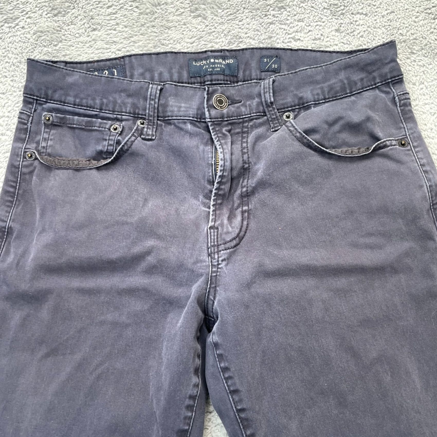 Lucky Brand Lucky Brand Jeans Slim Straight 31x30 Denim Cotton Blue 5-Pocket Mens Jeans 121 City Preppy Distinctive Logo Button Zipper Size US 31 - 3 Thumbnail
