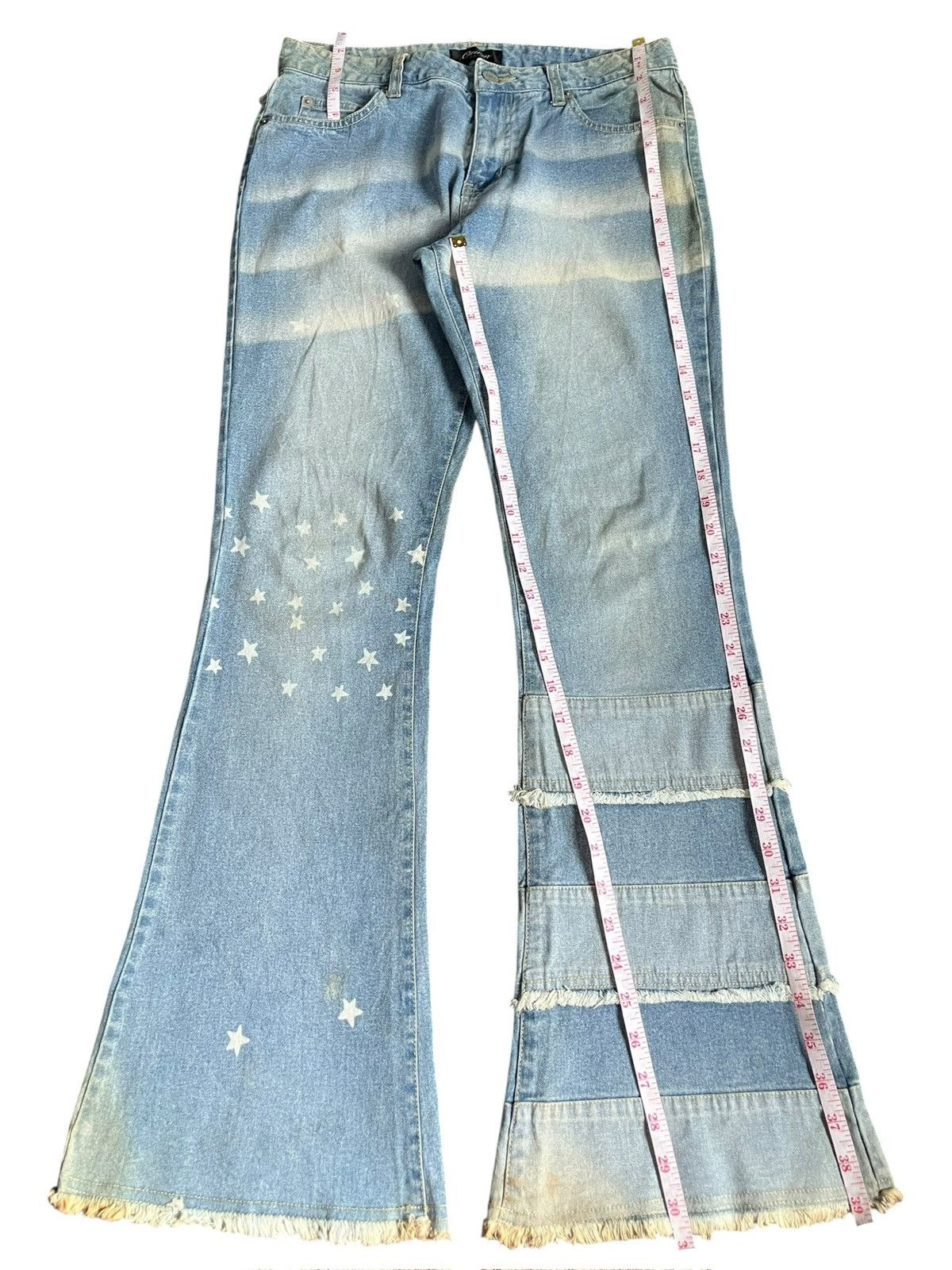 Hysteric Glamour Vintage Japanese Brand Mud Wash Patch Printed Flare Jeans Size 30" / US 8 / IT 44 - 7 Thumbnail