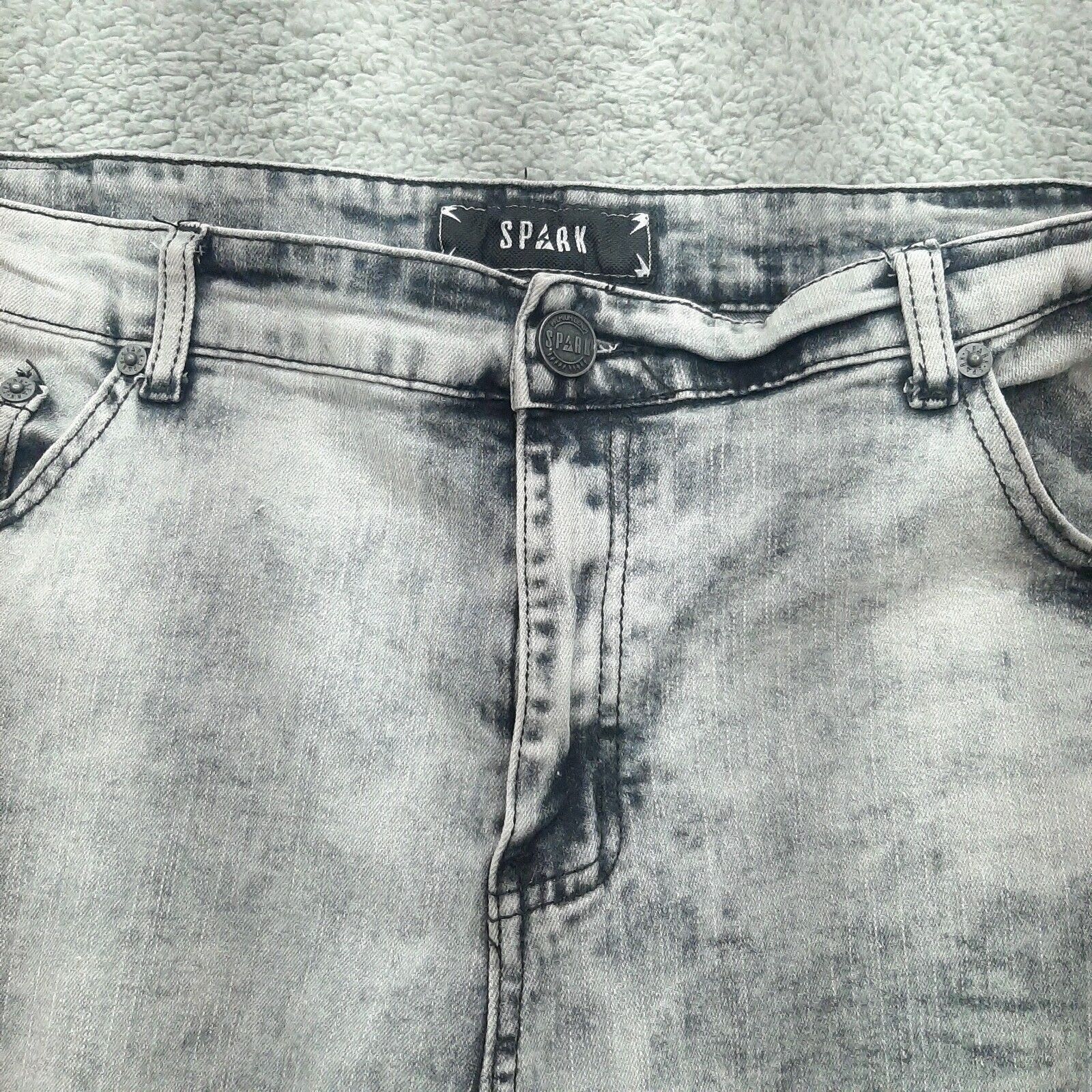 Other Spark ripped repaired Black acid wash Jeans 40X34 90's Y2K Size US 40 / EU 56 - 2 Thumbnail