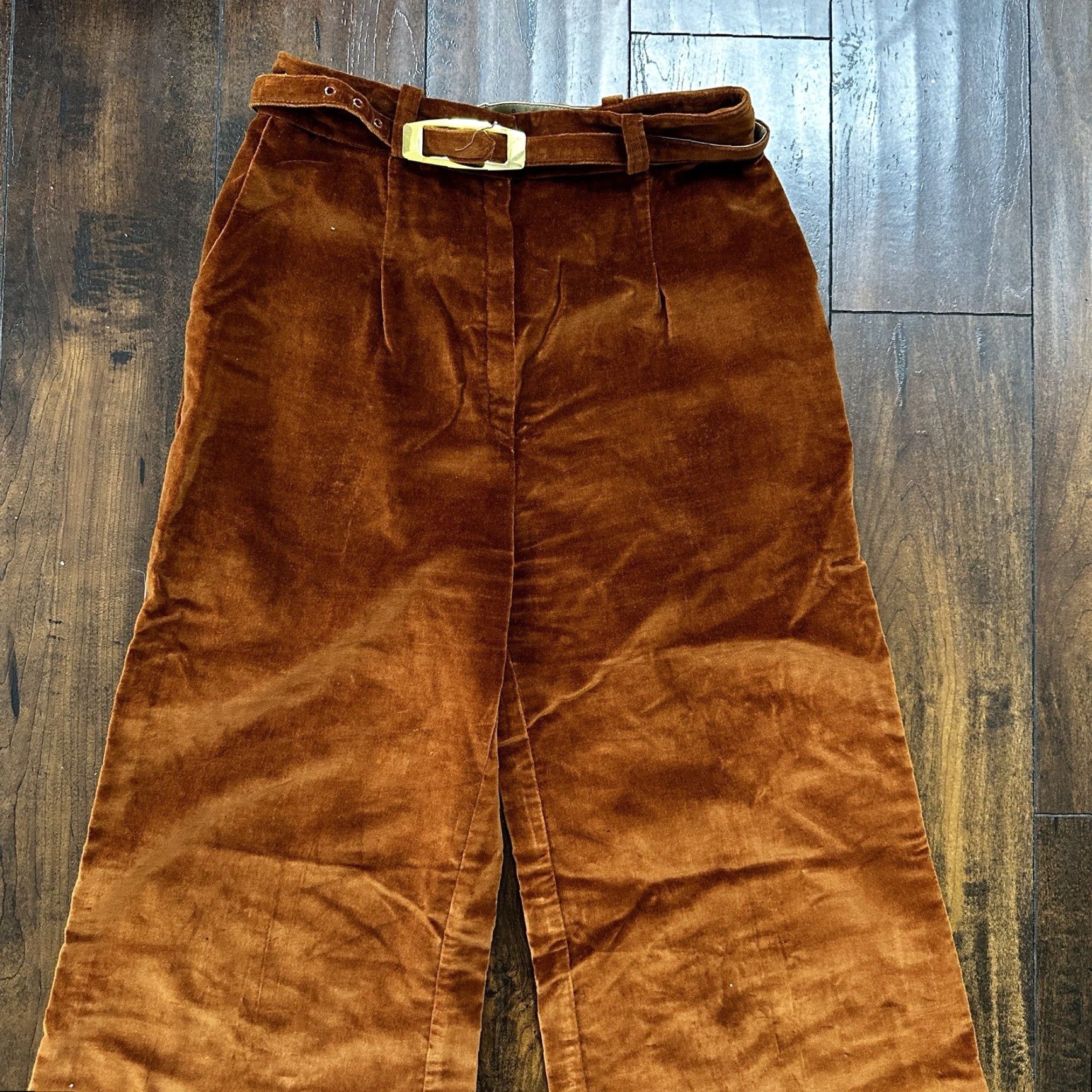 Velour VINTAGE Alpaq California Pants High Waist Velour Flared 1970s Brown 26x31 Women’s 80s Rockabilly Mens? (Gender at end) Size 30" / US 8 / IT 44 - 4 Thumbnail