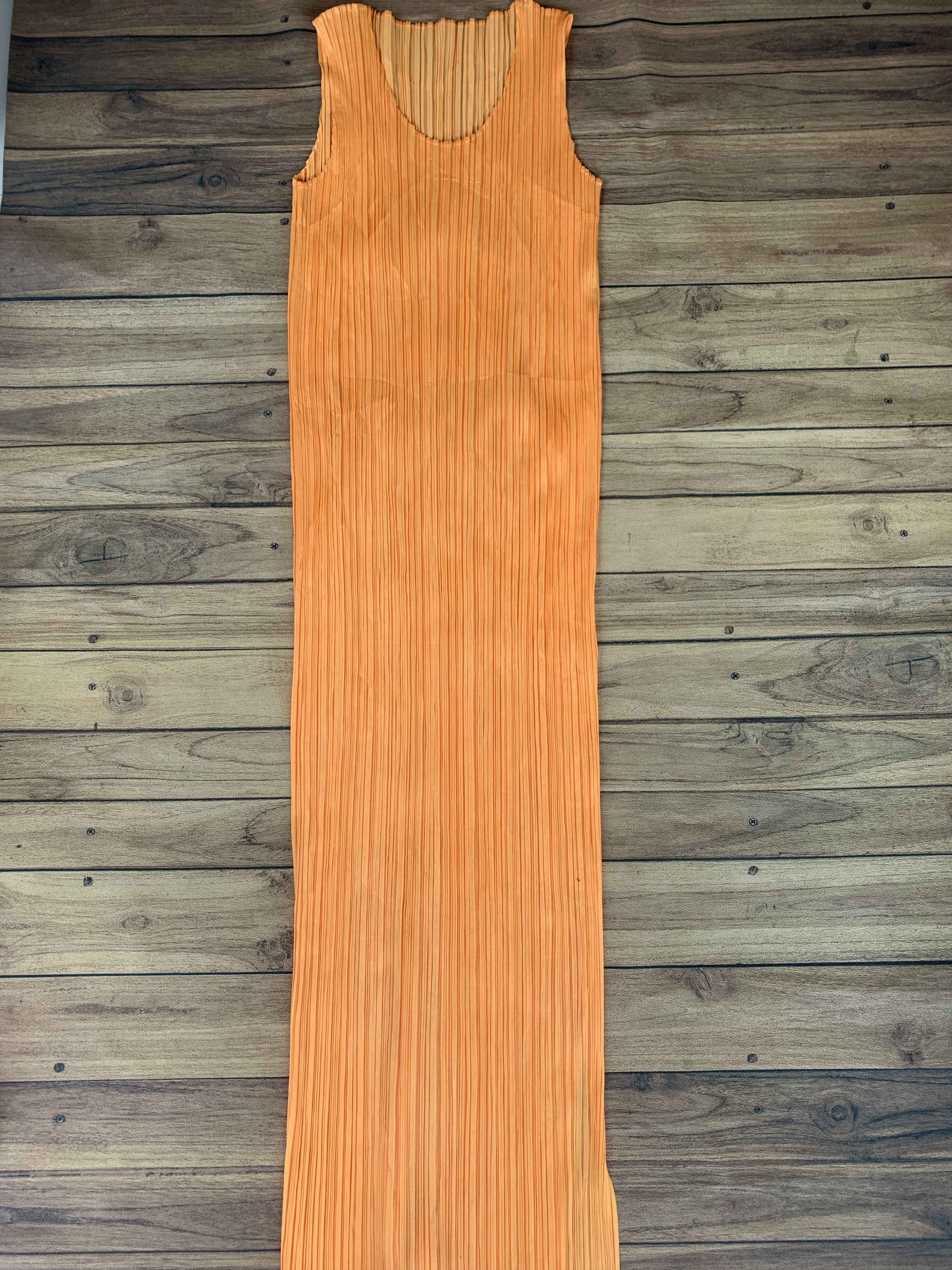 Pleats please by Issey miyake orange long dress