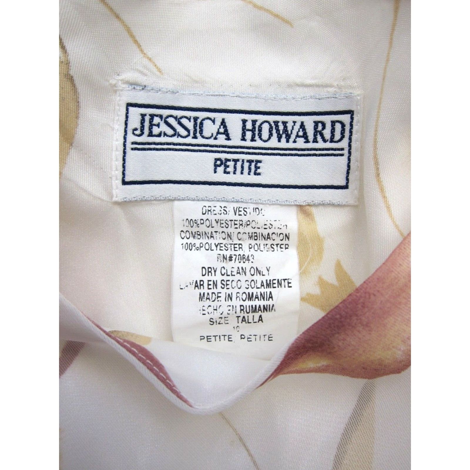 Vintage Vtg Jessica Howard Sheath Dress 10 Petite Pink Floral Satin Short Sleeve Round Neck Pullover Dress 100% polyester Size 32" / US 10 / IT 46 - 4 Thumbnail