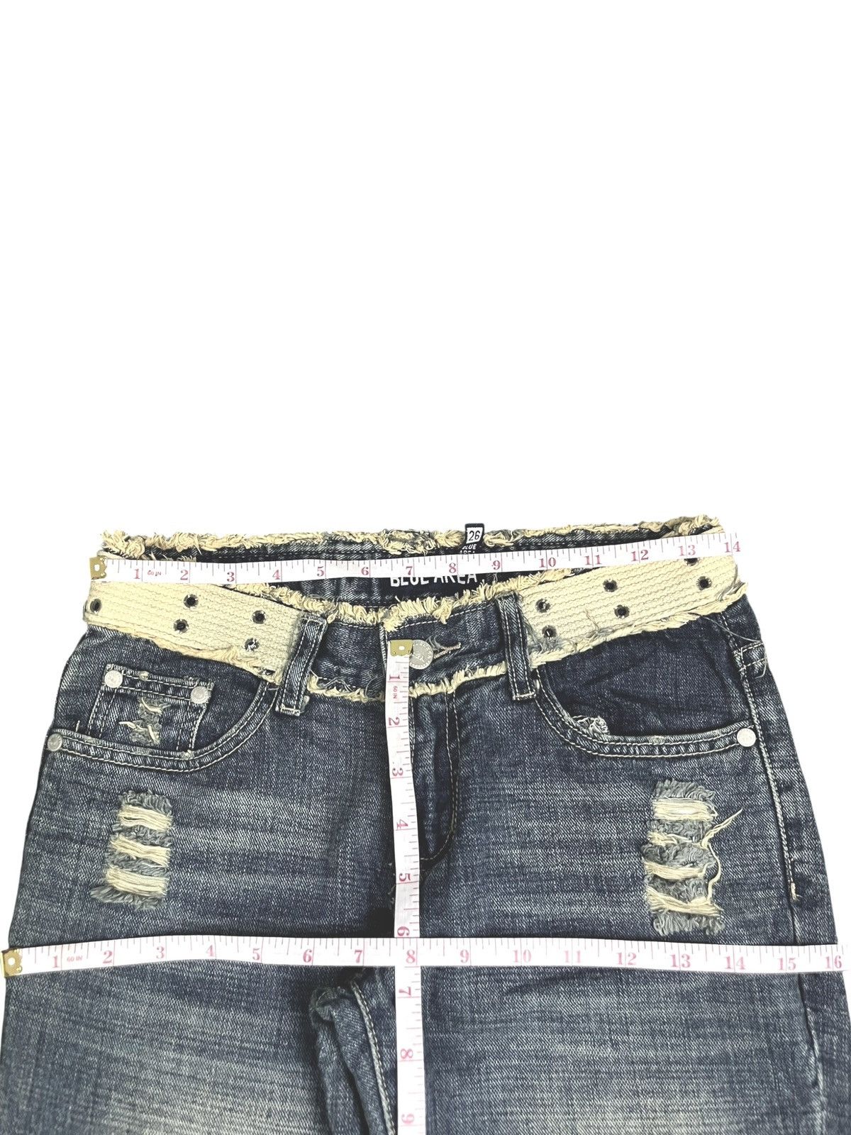 Hysteric Glamour Vintage Japanese Brand Rusty Distress Low Rise Flare Jeans Size 28" / US 6 / IT 42 - 6 Thumbnail
