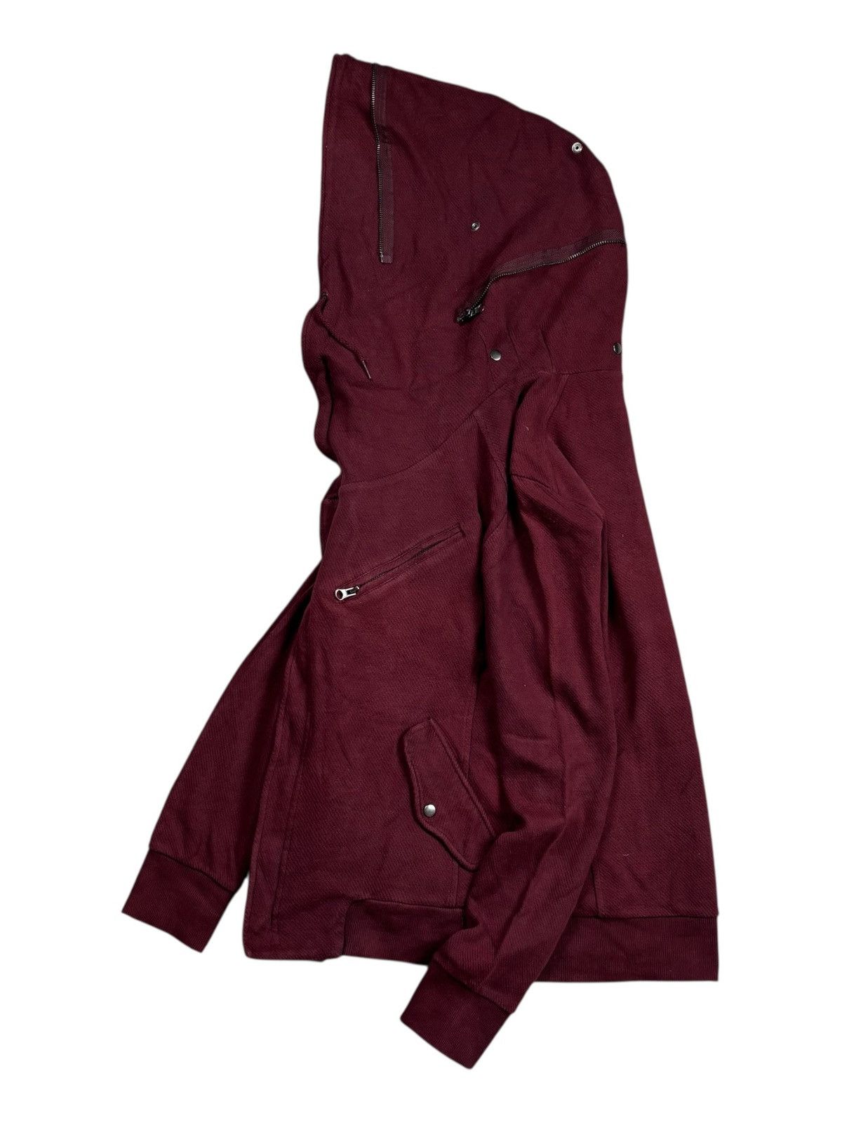 Le Grande Bleu (L.G.B.) 2000s Semantic Design - Red Wine Alien Hood Jacket Size US M / EU 48-50 / 2 - 1 Thumbnail