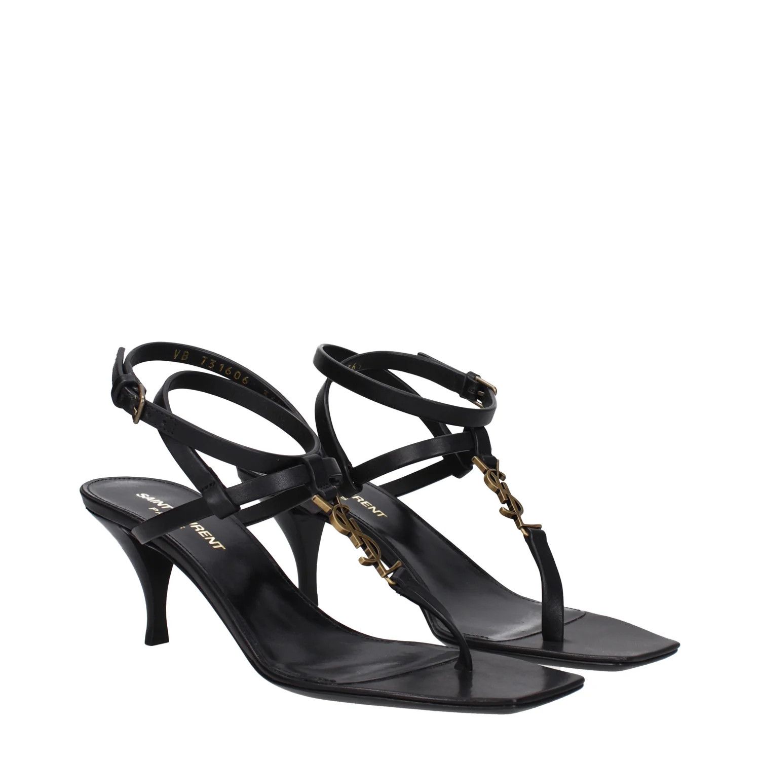 Saint Laurent Paris ob1o1e1124 Leather Sandals in Black Size US 6.5 / IT 36.5 - 2 Thumbnail