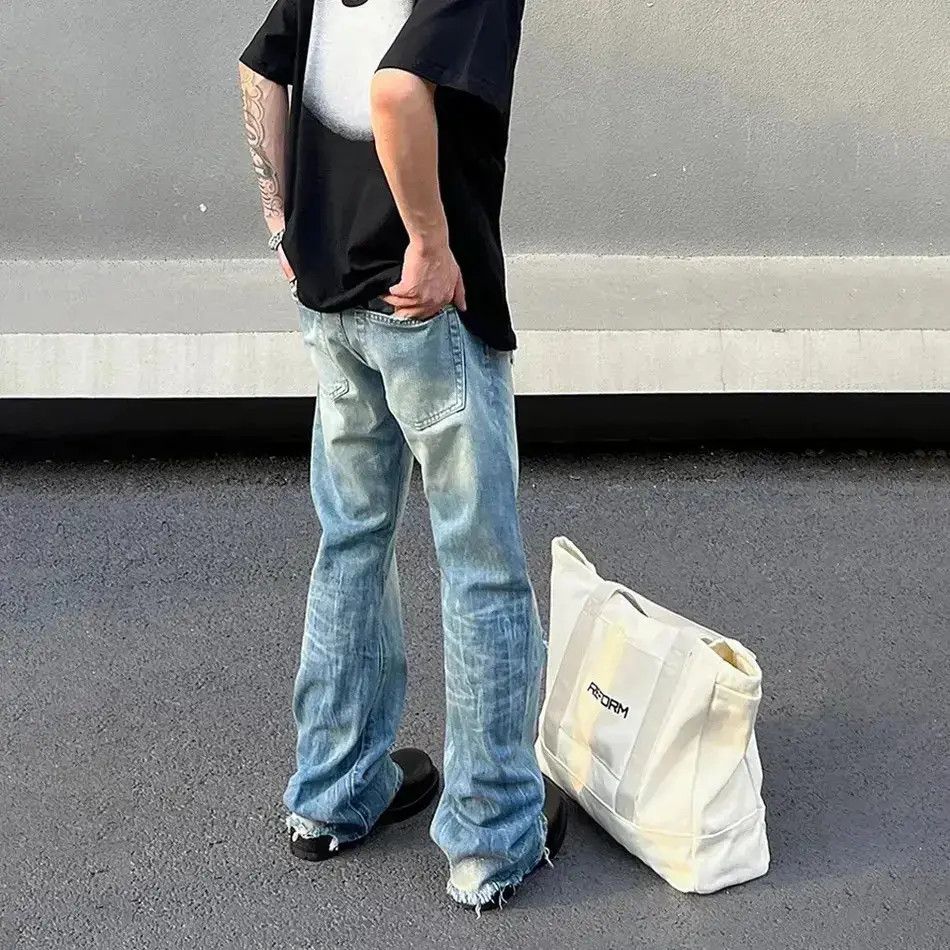 Japanese Brand Ripped jeans Trousers Tight Summer Flared Trousers y2k 90’s Size US 30 / EU 46 - 2 Thumbnail