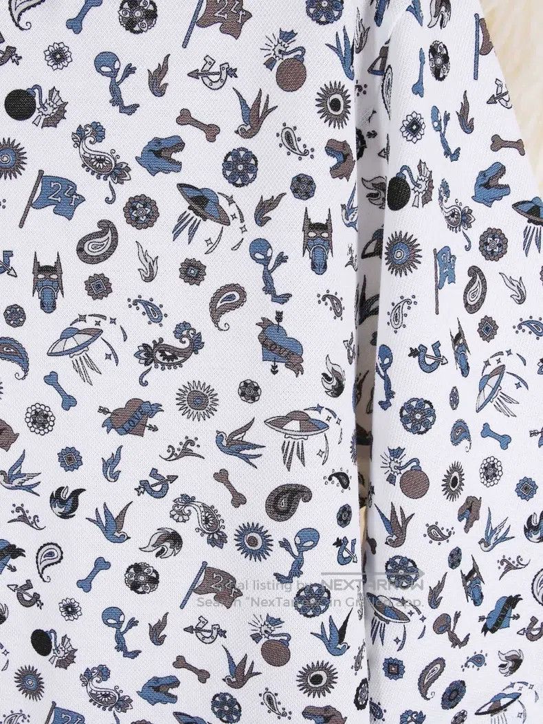 Hermes Hermes Men's Cotton All-Over Printed Short Sleeve Polo Shi Size US L / EU 52-54 / 3 - 7 Thumbnail