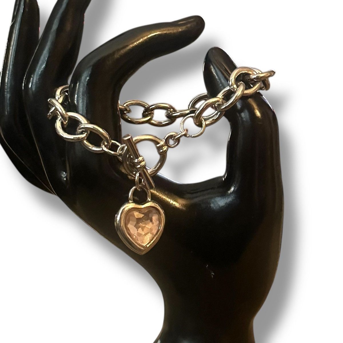 Other Chunky silver tone heart charm toggle bracelet Size ONE SIZE - 2 Thumbnail