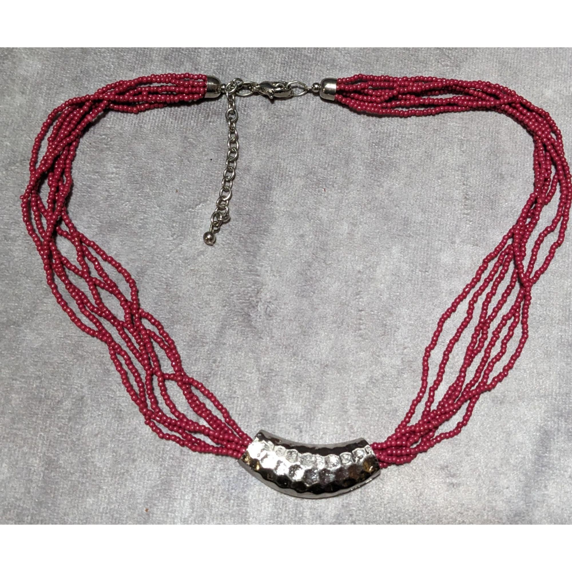 Other Red And Silver Beaded Multistrand Necklace Size ONE SIZE - 8 Thumbnail