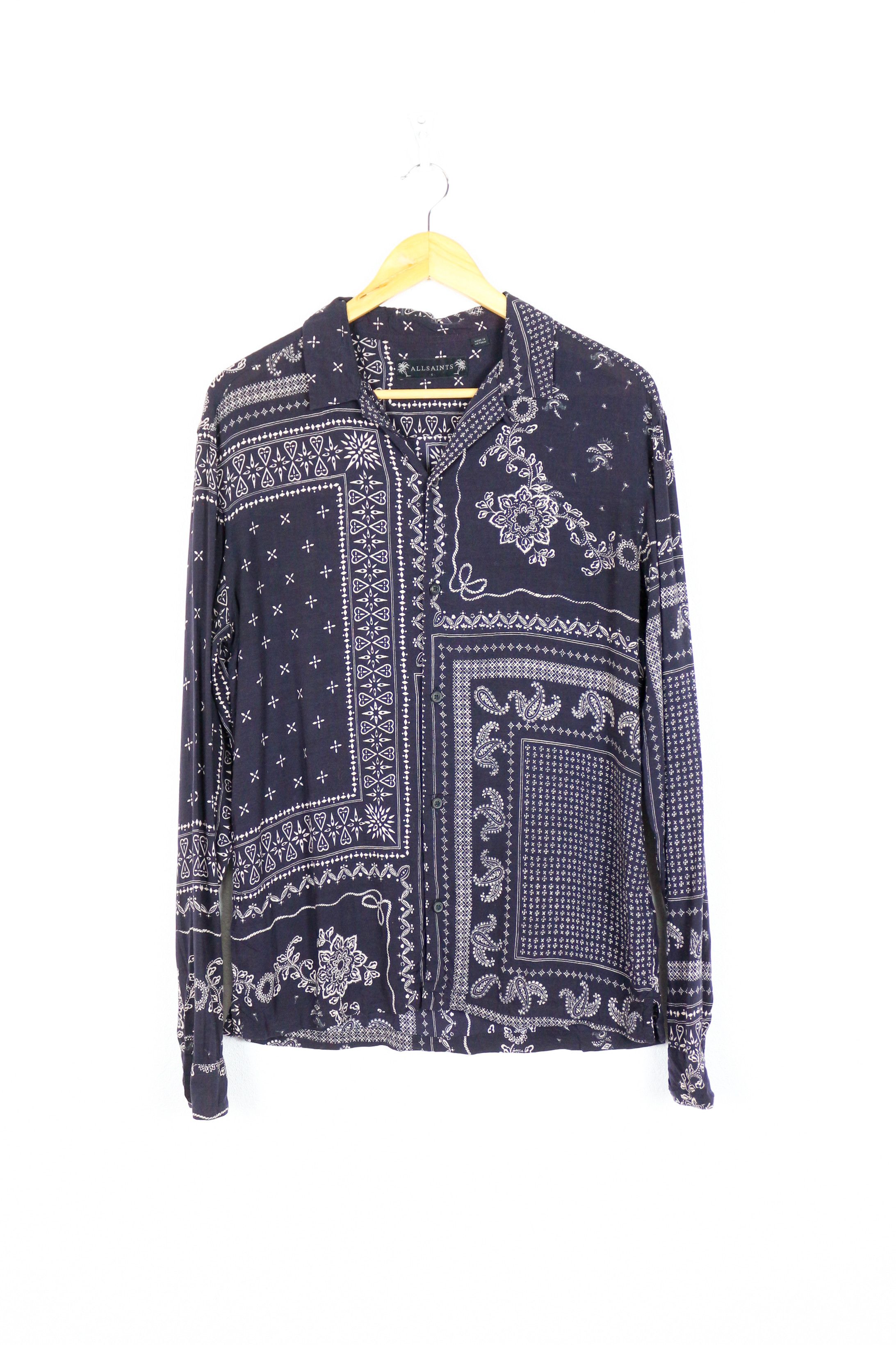 Allsaints Allsaints Cherito Bandana Printed Viscose Open Collar Shirt Size US S / EU 44-46 / 1 - 2 Thumbnail