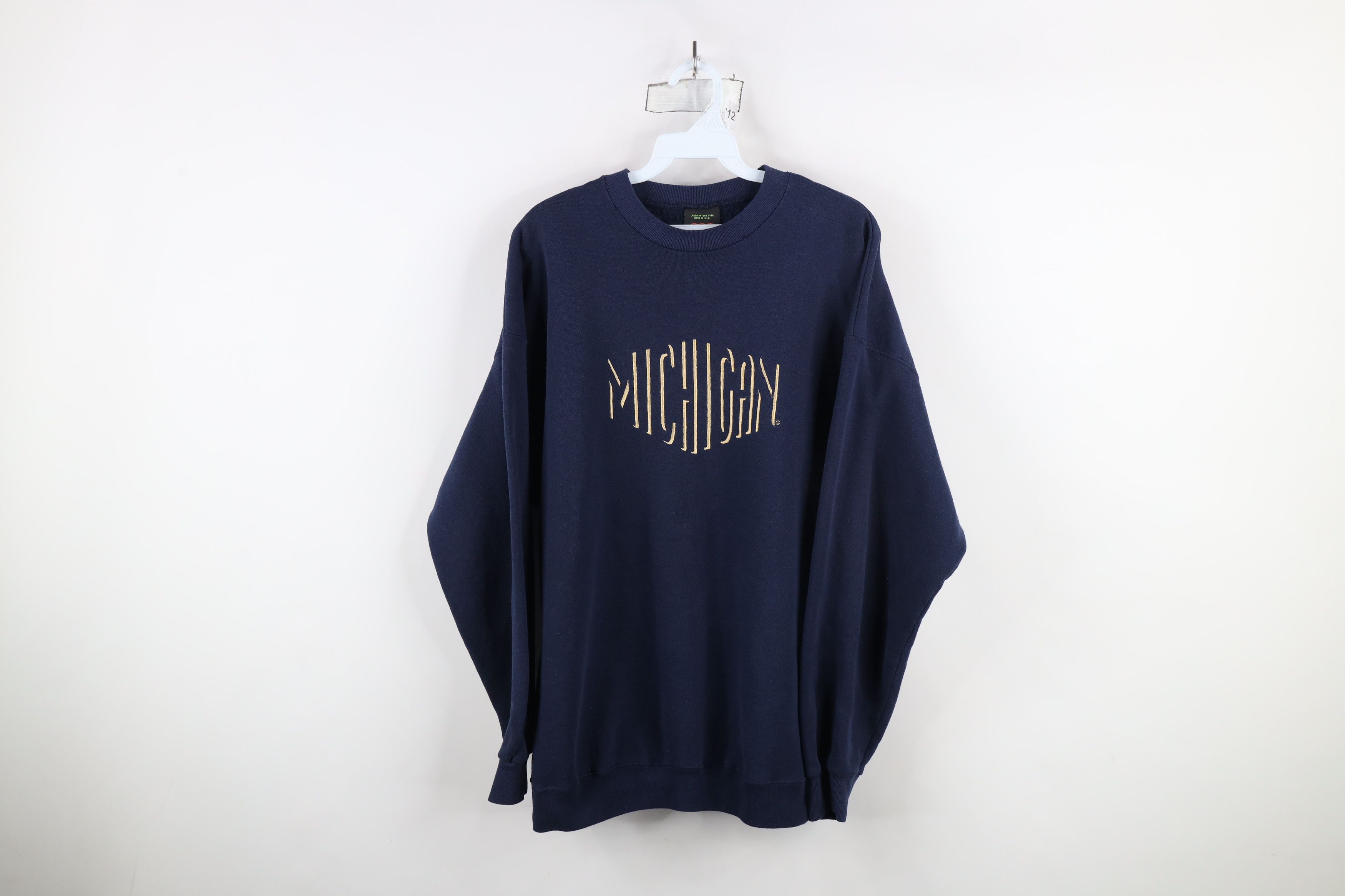 Vintage Vintage 90s University of Michigan Crewneck Sweatshirt USA Size US XL / EU 56 / 4 - 1 Thumbnail