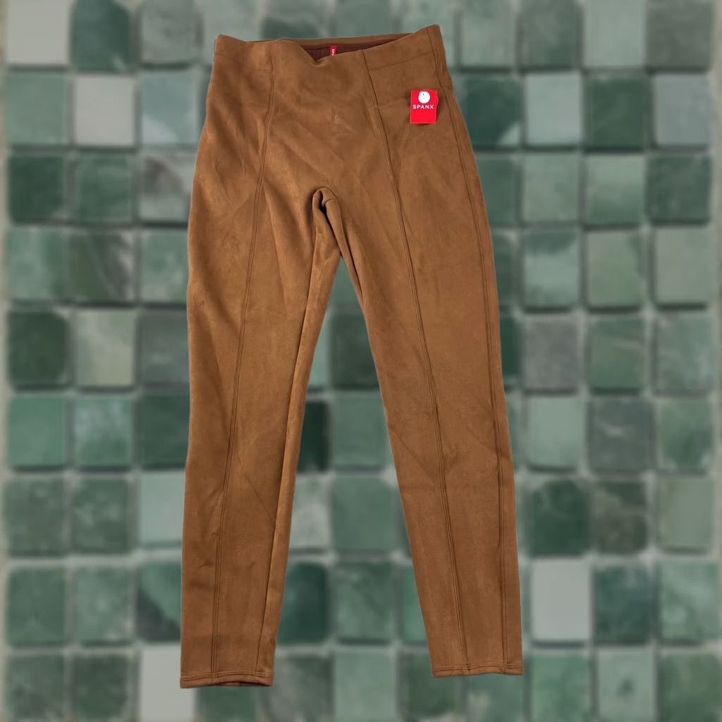 Spanx Spanx Faux Suede Leggings Women 1XT Tall Rich Caramel Slim Fit Pull On NWT Size 40" / US 18 - 1 Thumbnail