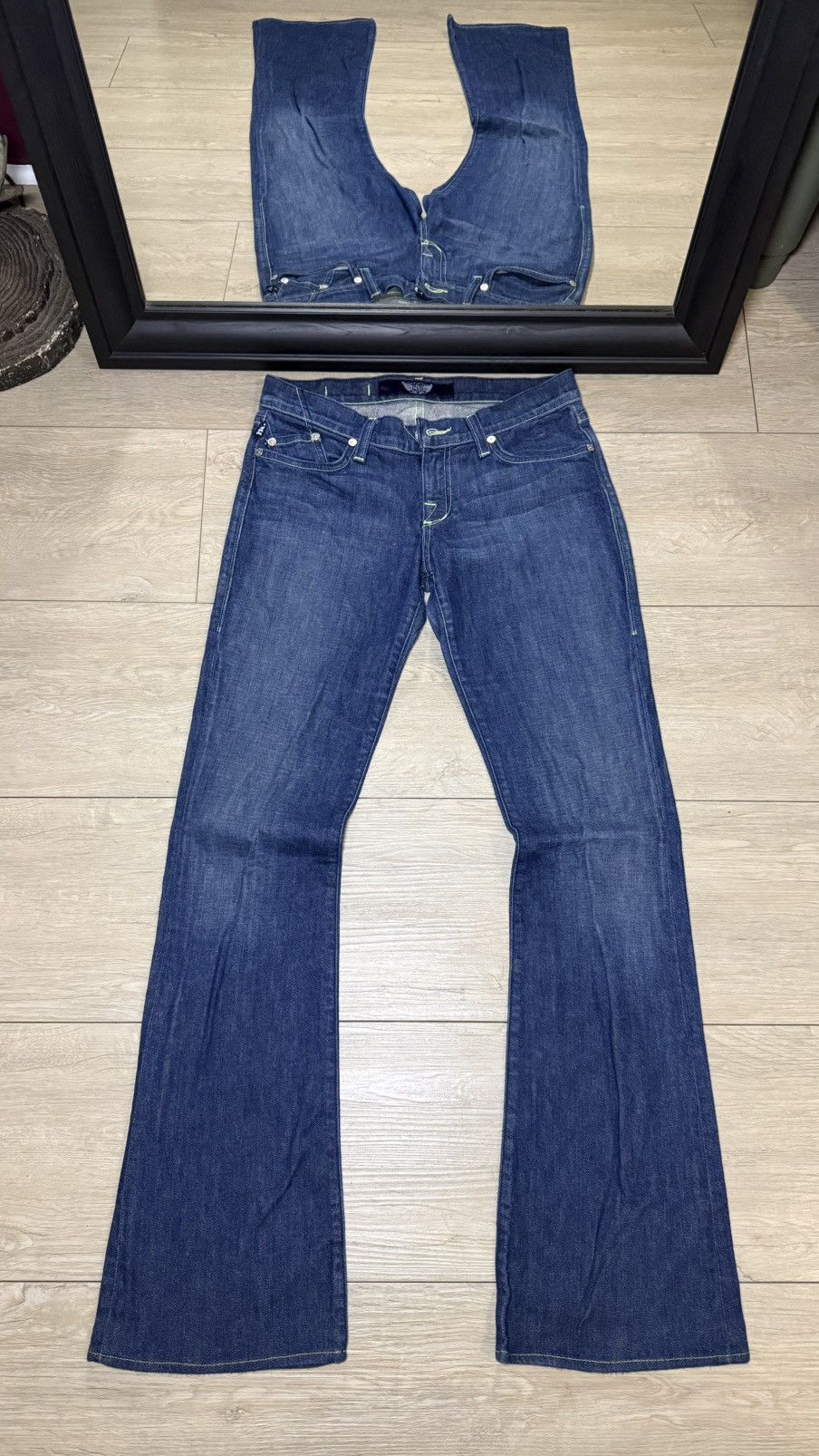 Rock & Republic Y2K 2000s Rock & Republic Kurt Embroidered Flared Denim Jean Size 28" / US 6 / IT 42 - 2 Thumbnail