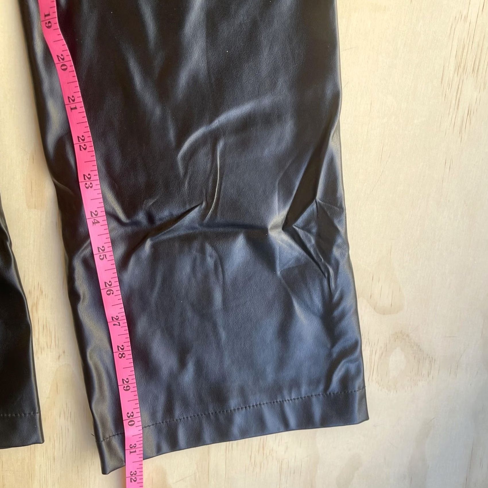 Vintage I Heart U Dress Pants - Womens 29 Black Faux Leather Straight Leg High Rise PU Size 29" - 5 Thumbnail