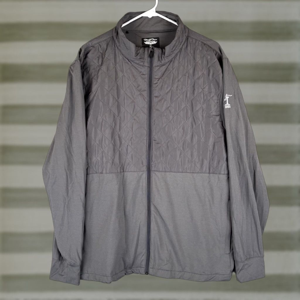 Logo 7 Straight Down Jacket Men XL Gray Full Zip Lightweight Quilted Logo Golf Outdoor Size US XL / EU 56 / 4 - 1 Thumbnail