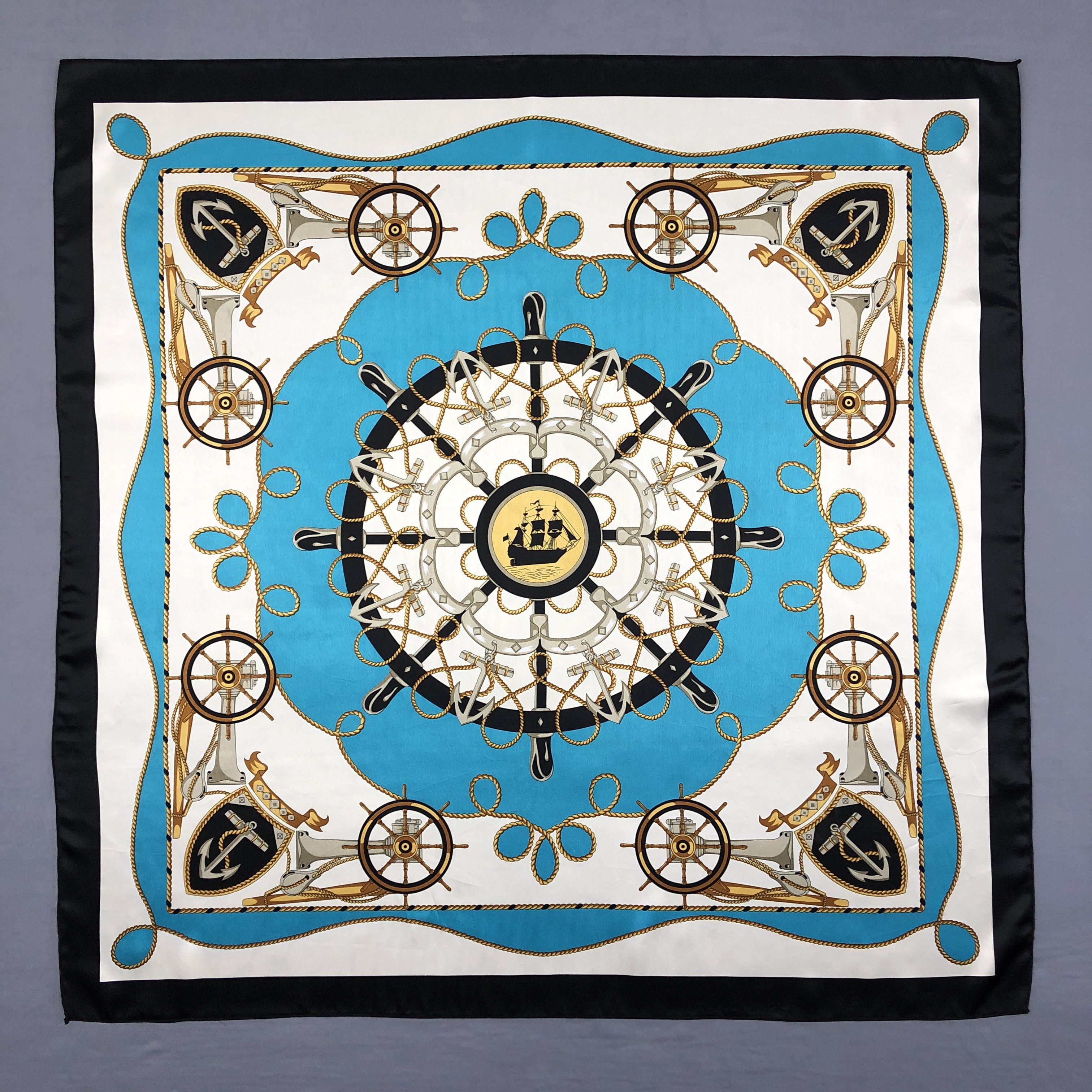 Japanese Brand Vintage Nautical SILK Scarf Twill Stole Wraps Scarves Size ONE SIZE - 1 Thumbnail