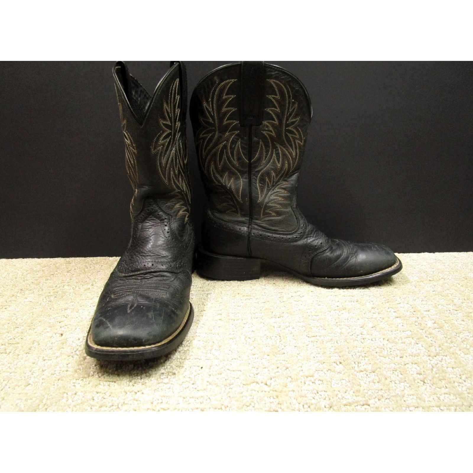 Ariat Ariat Boots Men Western Leather Black Square Toe 7 Size US 7 / EU 40 - 2 Thumbnail